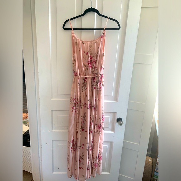 Boho Pink Floral Full-Length Dress - Picture 1 of 2